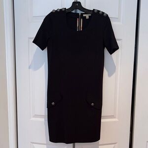 Burberry Black Mini Dress with Button Accents